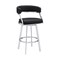 Armen Living Saturn 30" Bar Height Swivel Black Faux Leather and Brushed Stainless Steel Bar Stool LCSNBABSBL30 - alternate 1